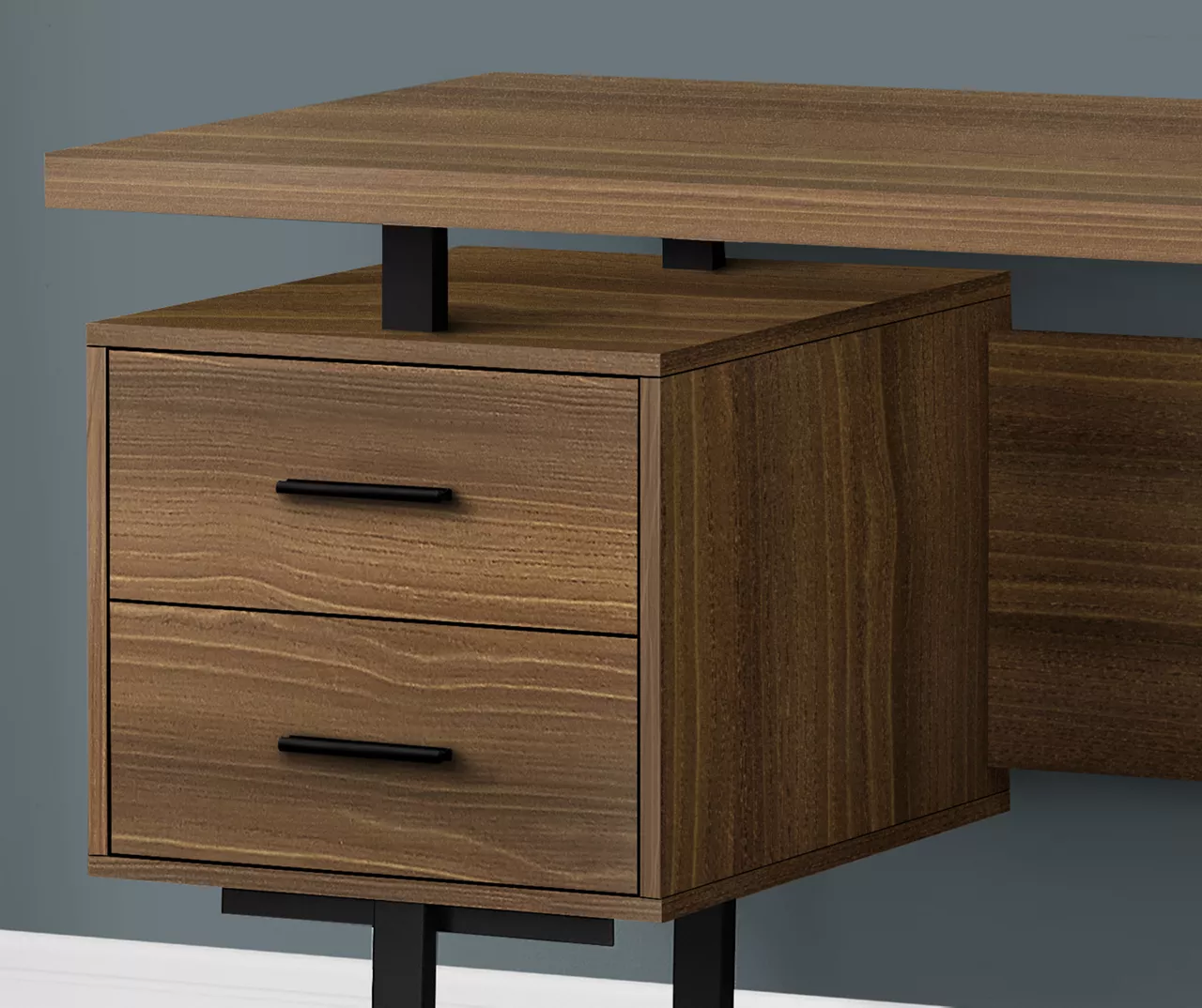 60" Walnut Woodgrain & Black Floating Desk 5 60" Walnut Woodgrain & Black Floating Desk - Image 3