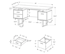 60" Cherry Woodgrain & Black Floating Desk 11 60" Cherry Woodgrain & Black Floating Desk -COSCO Store 810527325 5