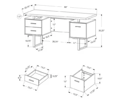 60" Concrete Gray & Black Floating Desk -COSCO Store 810527329 5