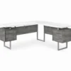 Faux Concrete & White 3-Drawer L-Shaped Corner Desk -COSCO Store 810527349 2