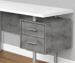 Faux Concrete & White 3-Drawer L-Shaped Corner Desk -COSCO Store 810527349 3