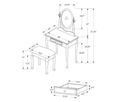 Antique White 2-Piece Mirror Vanity Set -COSCO Store 810527351 6