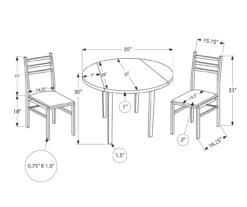 Dark Taupe & Black Metal 3-Piece Dining Set -COSCO Store 810527363 5