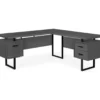 Black & Gray 3-Drawer L-Shaped Corner Desk -COSCO Store 810527373 2