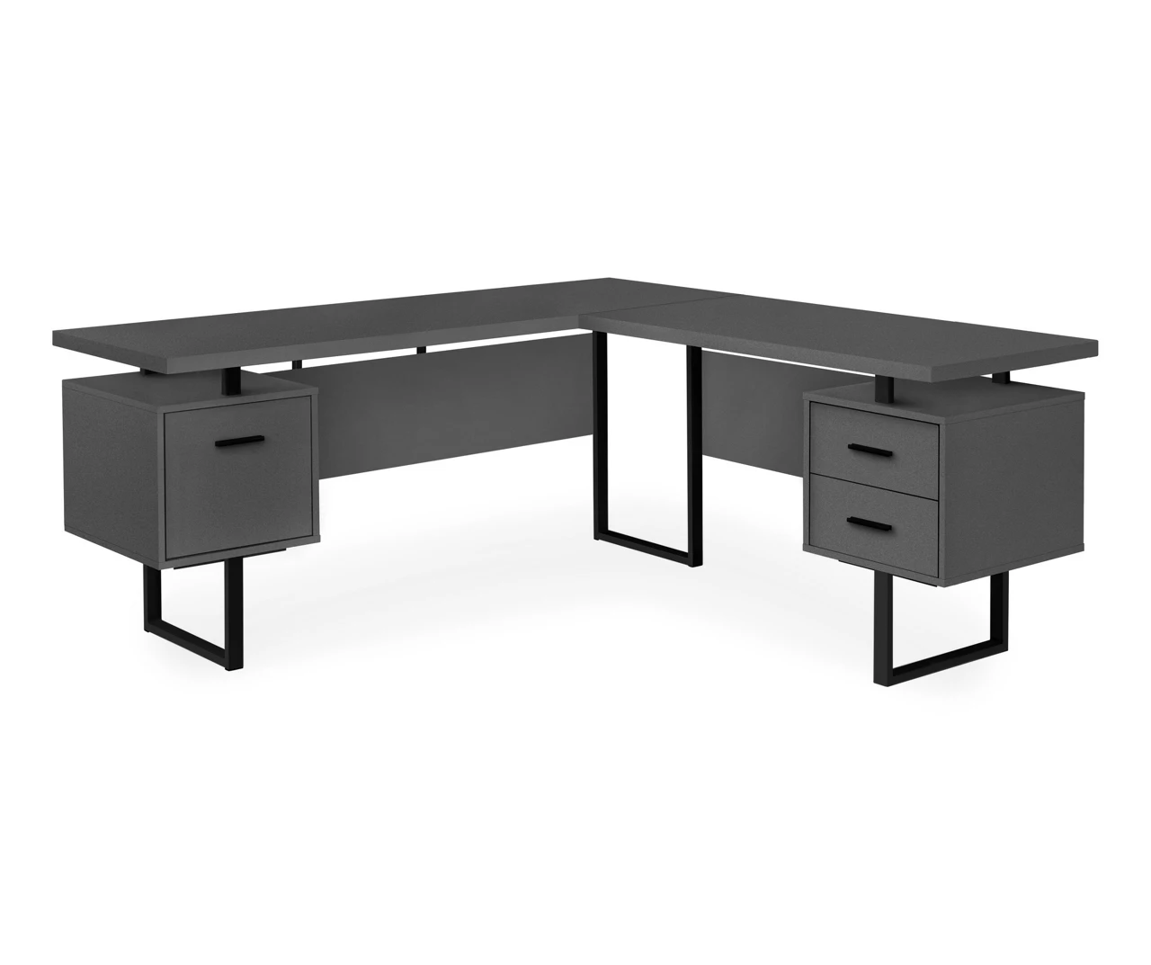 Black & Gray 3-Drawer L-Shaped Corner Desk 3 Black & Gray 3-Drawer L-Shaped Corner Desk