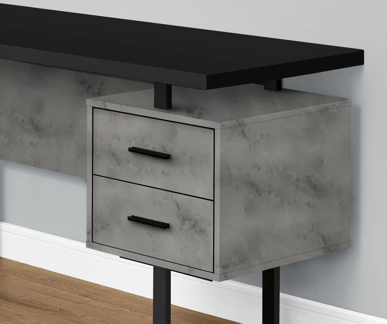Faux Concrete & Black 3-Drawer L-Shaped Corner Desk 5 Faux Concrete & Black 3-Drawer L-Shaped Corner Desk - Image 3