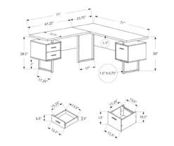 Faux Concrete & Black 3-Drawer L-Shaped Corner Desk 11 Faux Concrete & Black 3-Drawer L-Shaped Corner Desk -COSCO Store 810527375 5