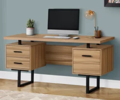 Light Brown Reclaimed Wood Look Reversible Computer Desk -COSCO Store 810533366 1