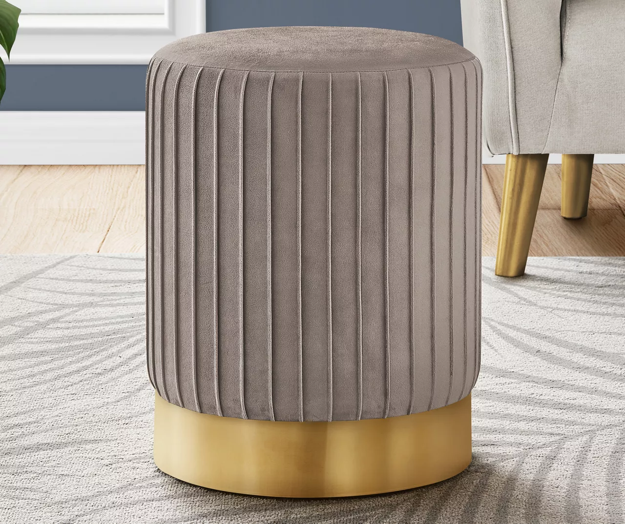 Pleated Velvet Upholstered Ottoman 17 Pleated Velvet Upholstered Ottoman - Image 15