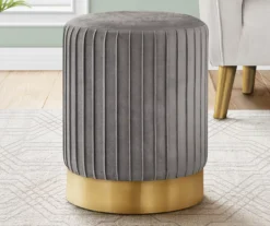 Pleated Velvet Upholstered Ottoman 33 Pleated Velvet Upholstered Ottoman -COSCO Store 810533427 1