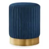 Pleated Velvet Upholstered Ottoman -COSCO Store 810533428 2