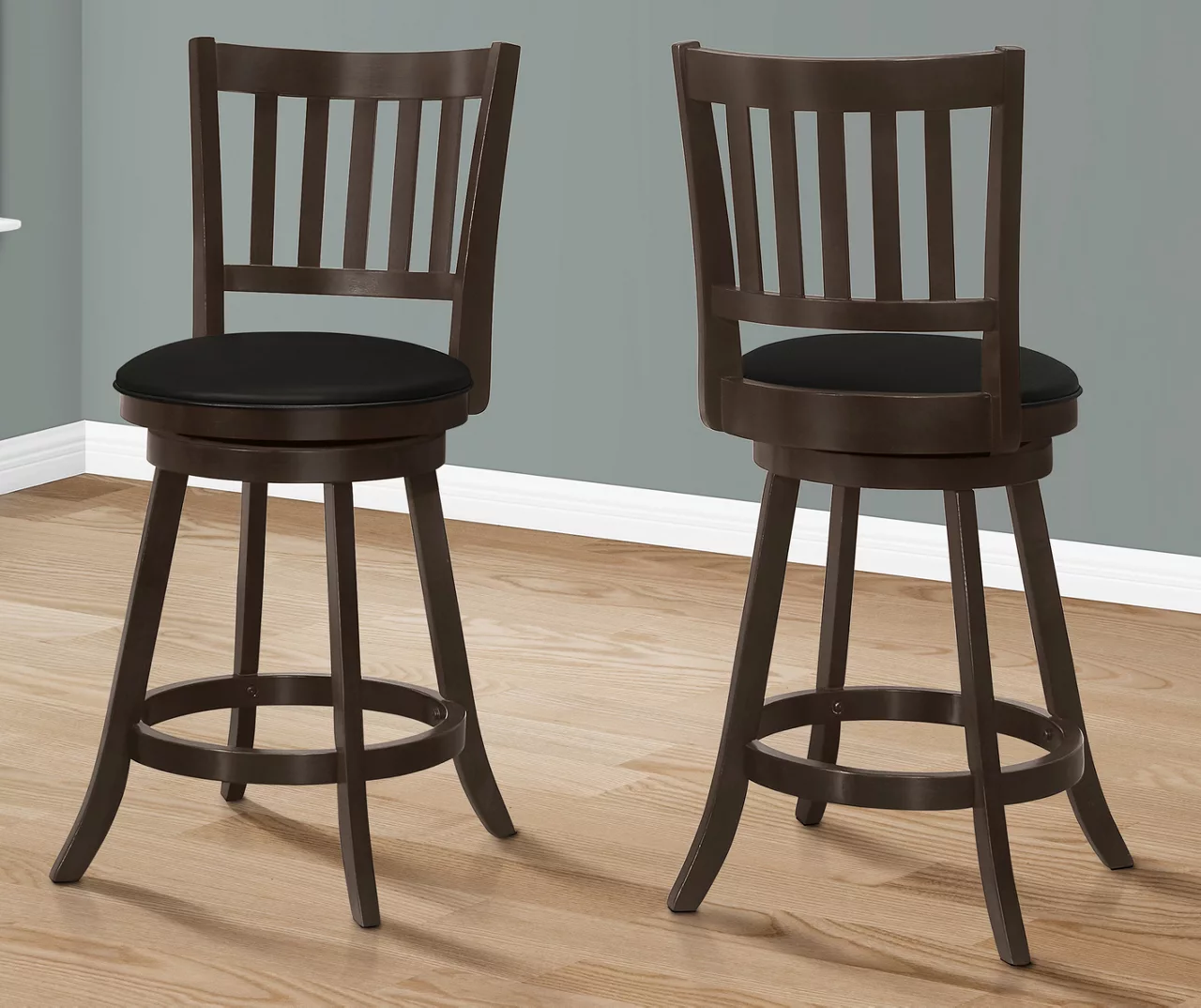 Slat Back Swivel Bar Stools, 2-Pack 3 Slat Back Swivel Bar Stools, 2-Pack