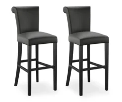 30" Black Faux Brushed Leather Bar Stools, 2-Pack 17 30" Black Faux Brushed Leather Bar Stools, 2-Pack -COSCO Store 810535738 1