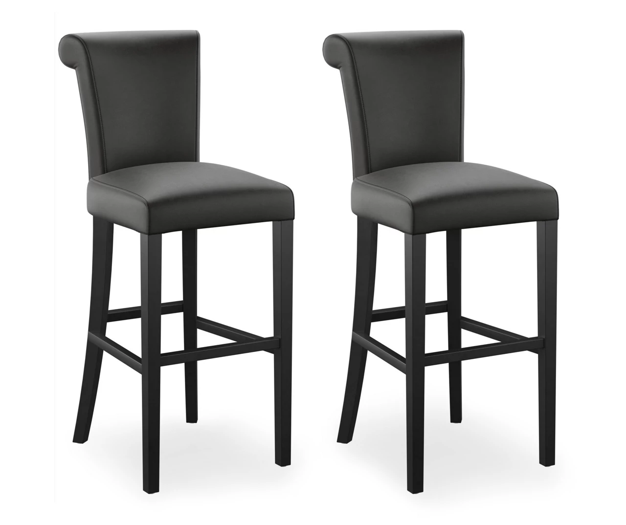 30" Black Faux Brushed Leather Bar Stools, 2-Pack 7 30" Black Faux Brushed Leather Bar Stools, 2-Pack - Image 5