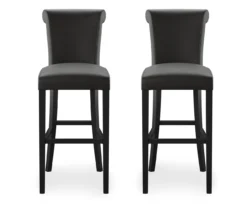 30" Black Faux Brushed Leather Bar Stools, 2-Pack 18 30" Black Faux Brushed Leather Bar Stools, 2-Pack -COSCO Store 810535738 4