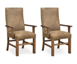 Rustic Pine & Dixie Almond Upholstered Dining Chairs, 2-Pack