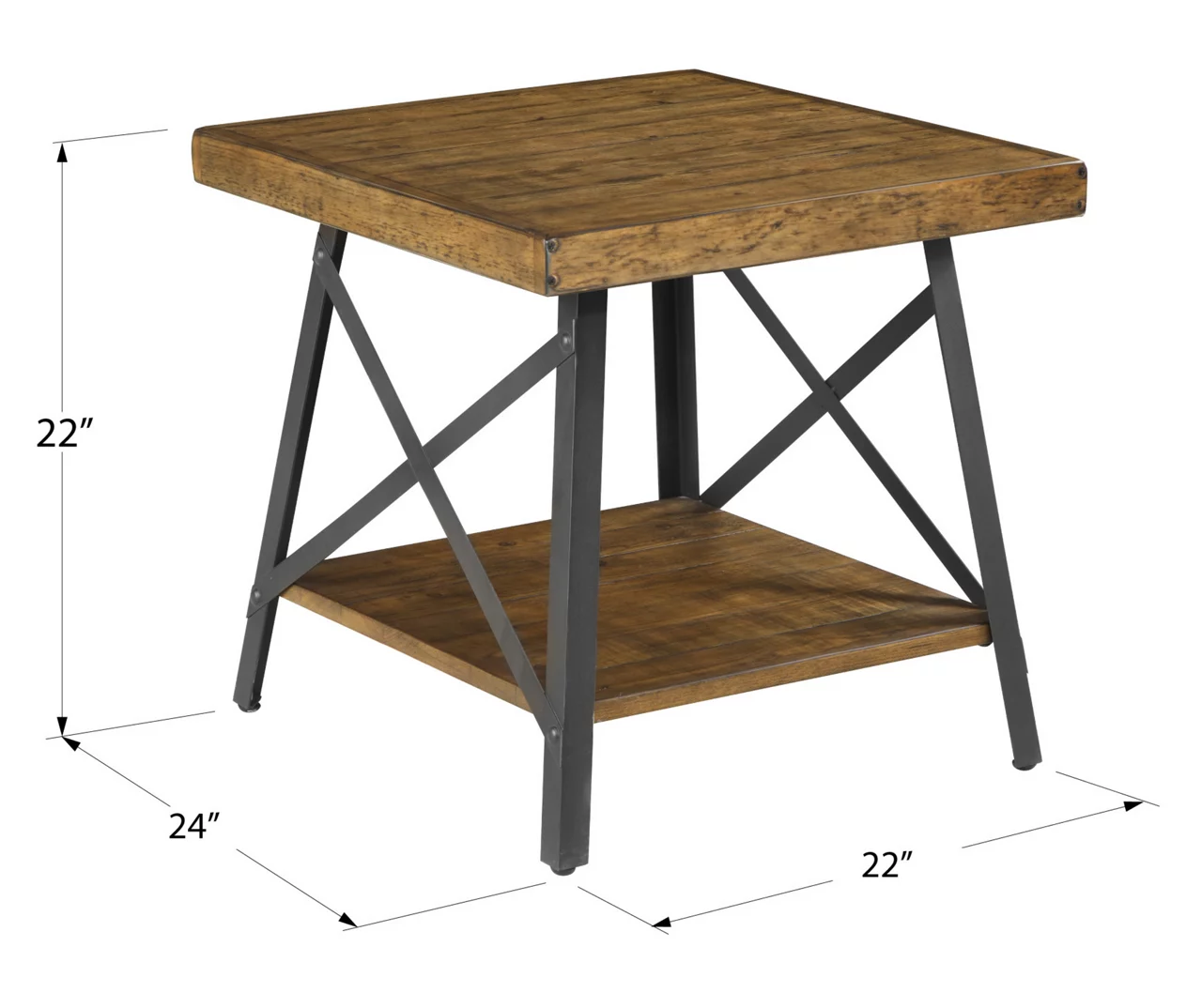 Pomona Pine Brown & Steel Gray 24" Wood Open-Shelf End Table 14 Pomona Pine Brown & Steel Gray 24" Wood Open-Shelf End Table - Image 12