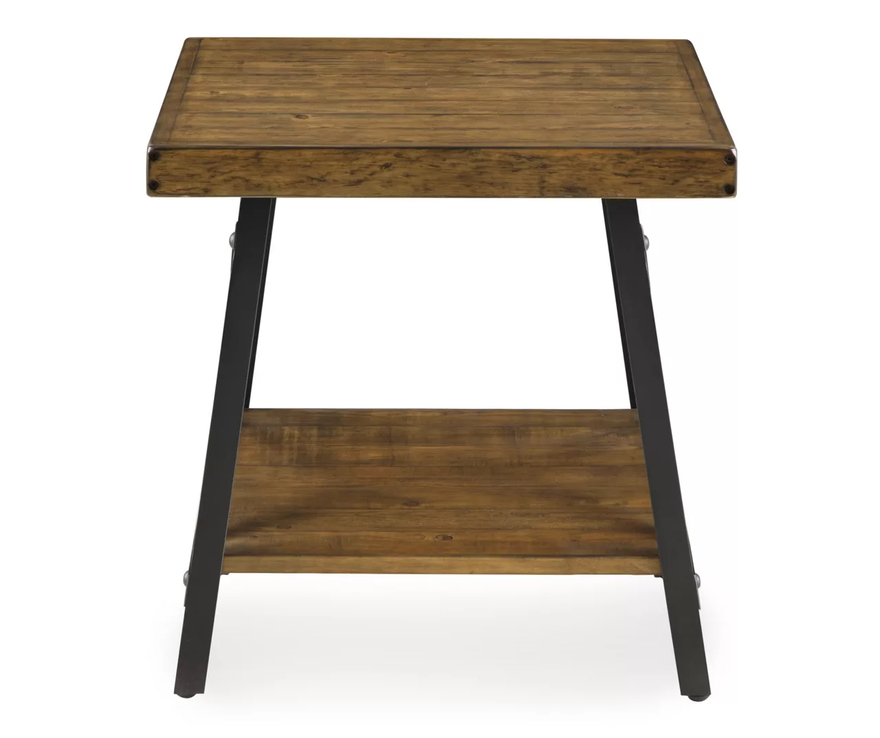 Pomona Pine Brown & Steel Gray 24" Wood Open-Shelf End Table 4 Pomona Pine Brown & Steel Gray 24" Wood Open-Shelf End Table - Image 2