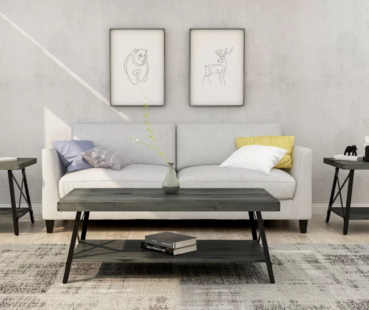 Pomona Gray & Steel Gray 24" Wood Open-Shelf End Table 8 Pomona Gray & Steel Gray 24" Wood Open-Shelf End Table - Image 6