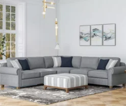 Stone Gray Square Wood Leg Ottoman -COSCO Store 810535755 6