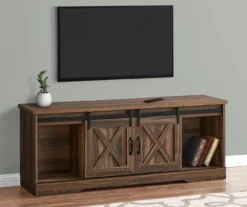 60" Reclaimed Brown Wood Look Sliding Barn Door TV Stand -COSCO Store 810535764 1