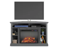 Flaxton Graphite Gray Electric Corner Fireplace Console -COSCO Store 810538183 2