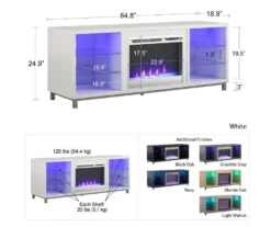 70" Intrepid Navy Deluxe Electric Fireplace Console -COSCO Store 810538244 6