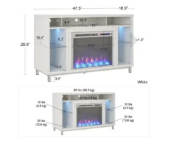 48" Intrepid White Electric Fireplace Console -COSCO Store 810538247 6