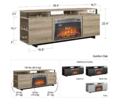 65" Himmel Espresso Electric Fireplace Console -COSCO Store 810538249 6