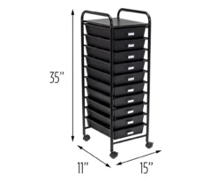 Black Metal 10-Drawer Rolling Storage Cart -COSCO Store 810539916 5