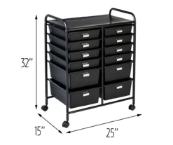Black Metal 12-Drawer Rolling Storage Cart -COSCO Store 810539917 5