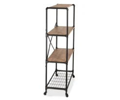 Rustic Black 4-Tier Industrial Rolling Bookshelf 12 Rustic Black 4-Tier Industrial Rolling Bookshelf -COSCO Store 810539937 5