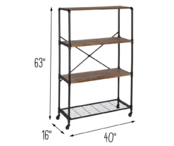 Rustic Black 4-Tier Industrial Rolling Bookshelf 13 Rustic Black 4-Tier Industrial Rolling Bookshelf -COSCO Store 810539937 6