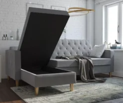 CosmoLiving Liberty Gray Chenille Sectional Storage Futon -COSCO Store 810541025 2