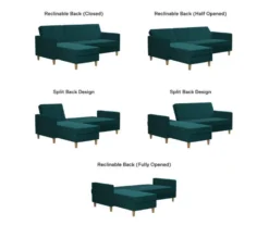 CosmoLiving Liberty Green Velvet Sectional Storage Futon -COSCO Store 810541026 6