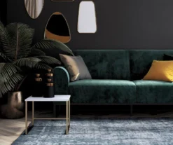 CosmoLiving Adley Teal Velvet Coil Convertible Sleeper Futon 11 CosmoLiving Adley Teal Velvet Coil Convertible Sleeper Futon -COSCO Store 810541038 4