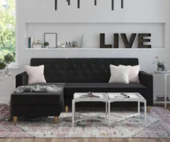 CosmoLiving Liberty Black Velvet Sectional Storage Futon -COSCO Store 810541040 4
