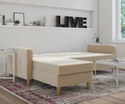 CosmoLiving Liberty Ivory Velvet Sectional Storage Futon 11 CosmoLiving Liberty Ivory Velvet Sectional Storage Futon -COSCO Store 810541041 3
