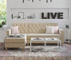 CosmoLiving Liberty Ivory Velvet Sectional Storage Futon 12 CosmoLiving Liberty Ivory Velvet Sectional Storage Futon -COSCO Store 810541041 4