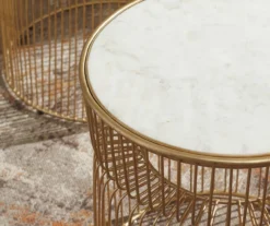 Vernway White Marble & Gold Metal 2-Piece Accent Table Set 7 Vernway White Marble & Gold Metal 2-Piece Accent Table Set -COSCO Store 810542168 2