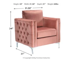 Lizmont Blush Tufted Velvet Accent Chair 15 Lizmont Blush Tufted Velvet Accent Chair -COSCO Store 810542292 3