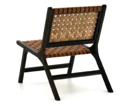Fayme Camel Armless Leather Woven-Back Lounge Chair -COSCO Store 810542301 5