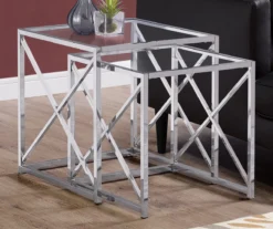 Monarch Glass & Metal 2-Piece Nesting Table Set 15 Monarch Glass & Metal 2-Piece Nesting Table Set -COSCO Store 810542387 1