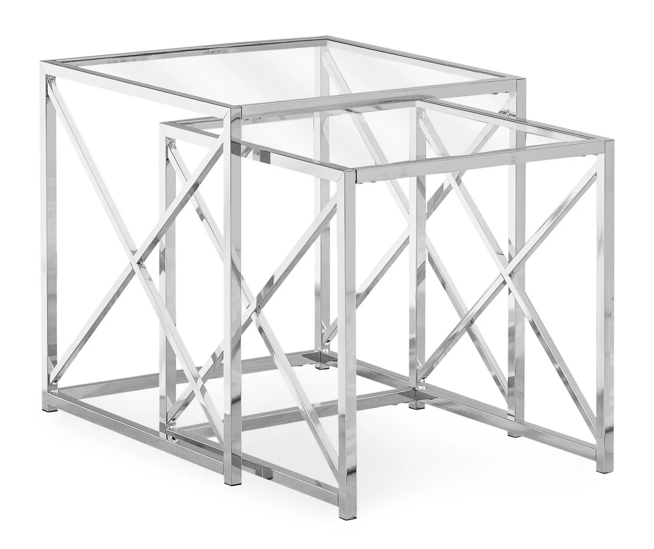 Monarch Glass & Metal 2-Piece Nesting Table Set 4 Monarch Glass & Metal 2-Piece Nesting Table Set - Image 2