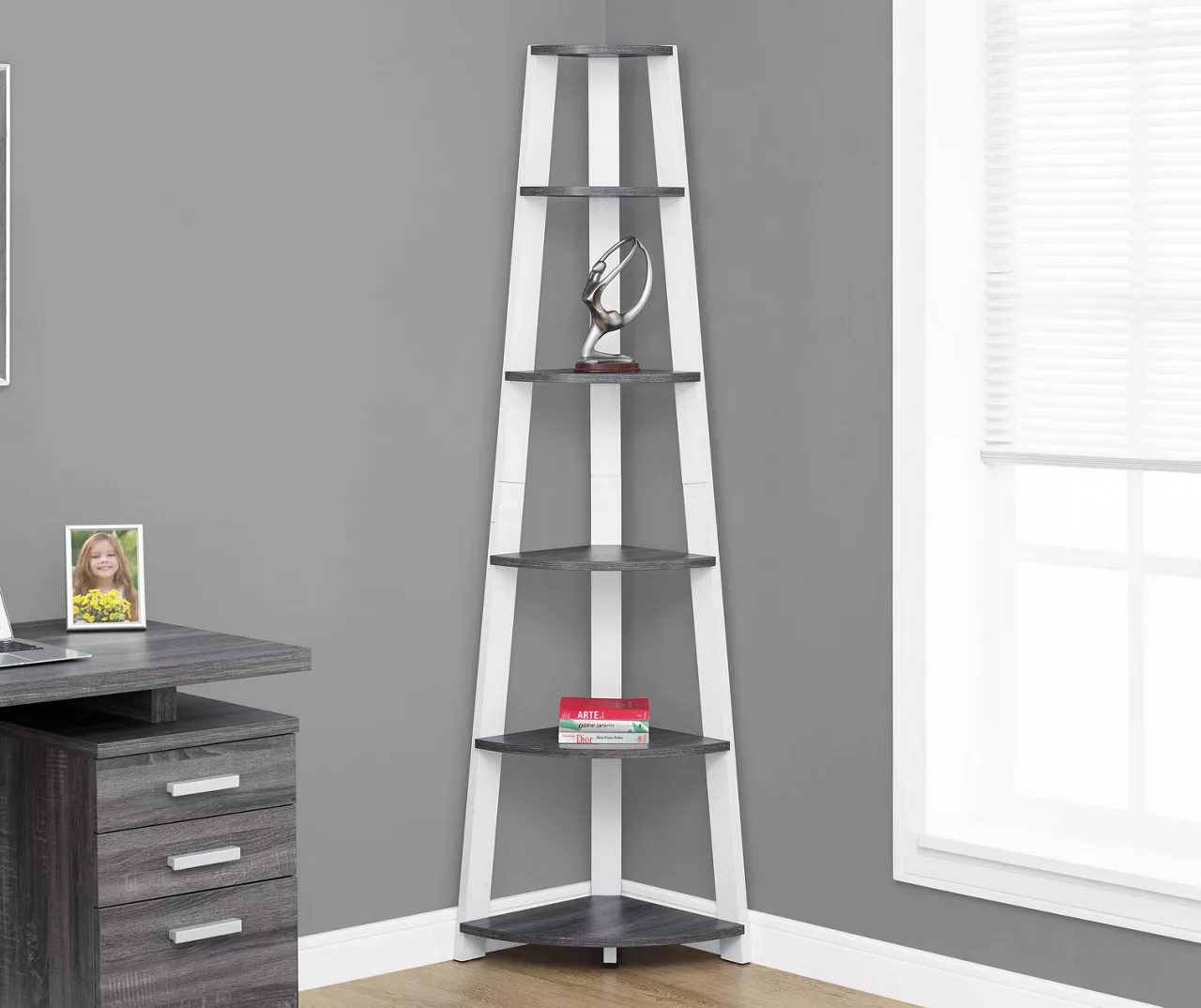 Monarch 5-Shelf Etagere Corner Bookcase 17 Monarch 5-Shelf Etagere Corner Bookcase - Image 15