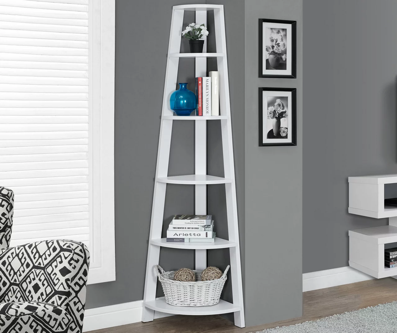 Monarch 5-Shelf Etagere Corner Bookcase 11 Monarch 5-Shelf Etagere Corner Bookcase - Image 9