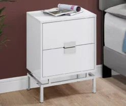 Glossy White & Chrome Metal Retro Accent Table 9 Glossy White & Chrome Metal Retro Accent Table -COSCO Store 810542472 2