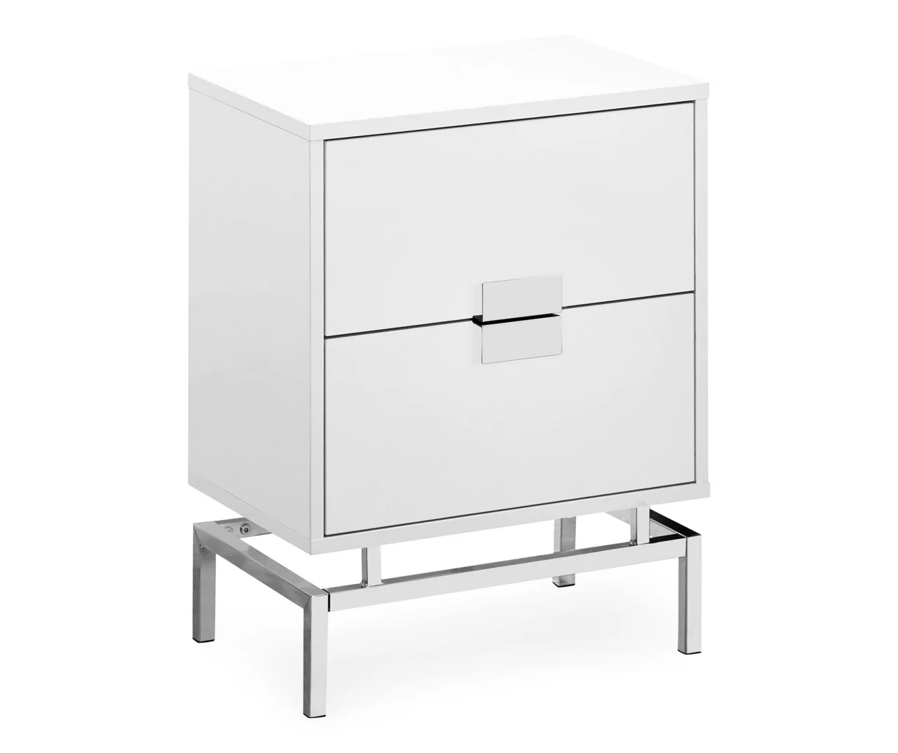 Glossy White & Chrome Metal Retro Accent Table 3 Glossy White & Chrome Metal Retro Accent Table
