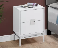 Glossy White & Chrome Metal Retro Accent Table 10 Glossy White & Chrome Metal Retro Accent Table -COSCO Store 810542472 4