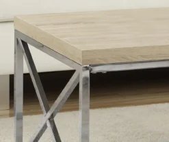 Natural & Chrome Metal Coffee Table 8 Natural & Chrome Metal Coffee Table -COSCO Store 810542482 3